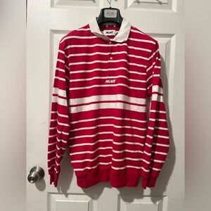 Palace Red Striped Popper Polo Long Sleeve Red Men’s Size Medium